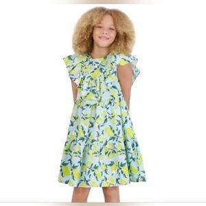 French Connection Blue and Yellow Lemon Patterned Dress Size 10/12